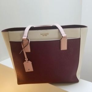 Kate Spade Tote tri-color cream/burgundy/beige